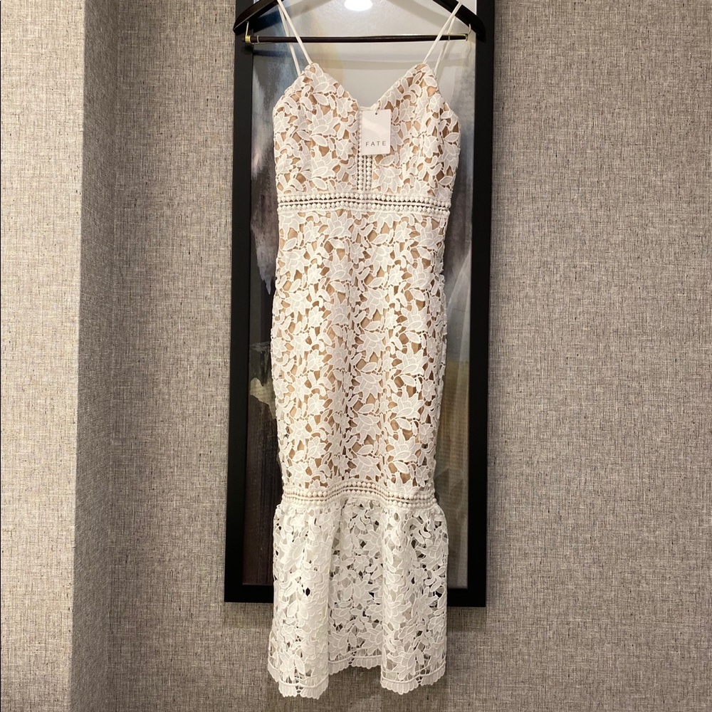 FATE lace mermaid midi dress